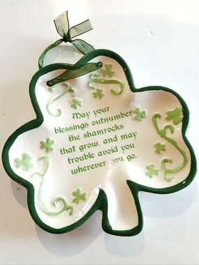 Vintage Green Trimmed Shamrock  Decorative Plate